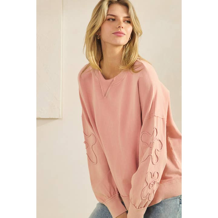 Sage SQUIGGLE SLEEVE PULLOVER SWEATSHIRT (ST7971) for wholesale on Faire11