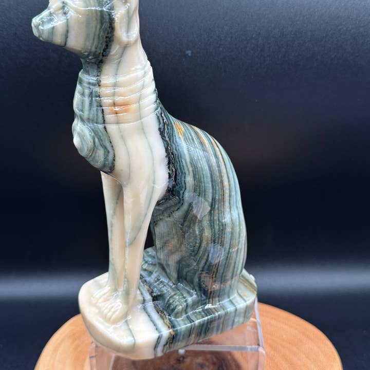 8" XL Zebra jasper Sphinx cat w/ info cat H106 for wholesale by The 7 Directions