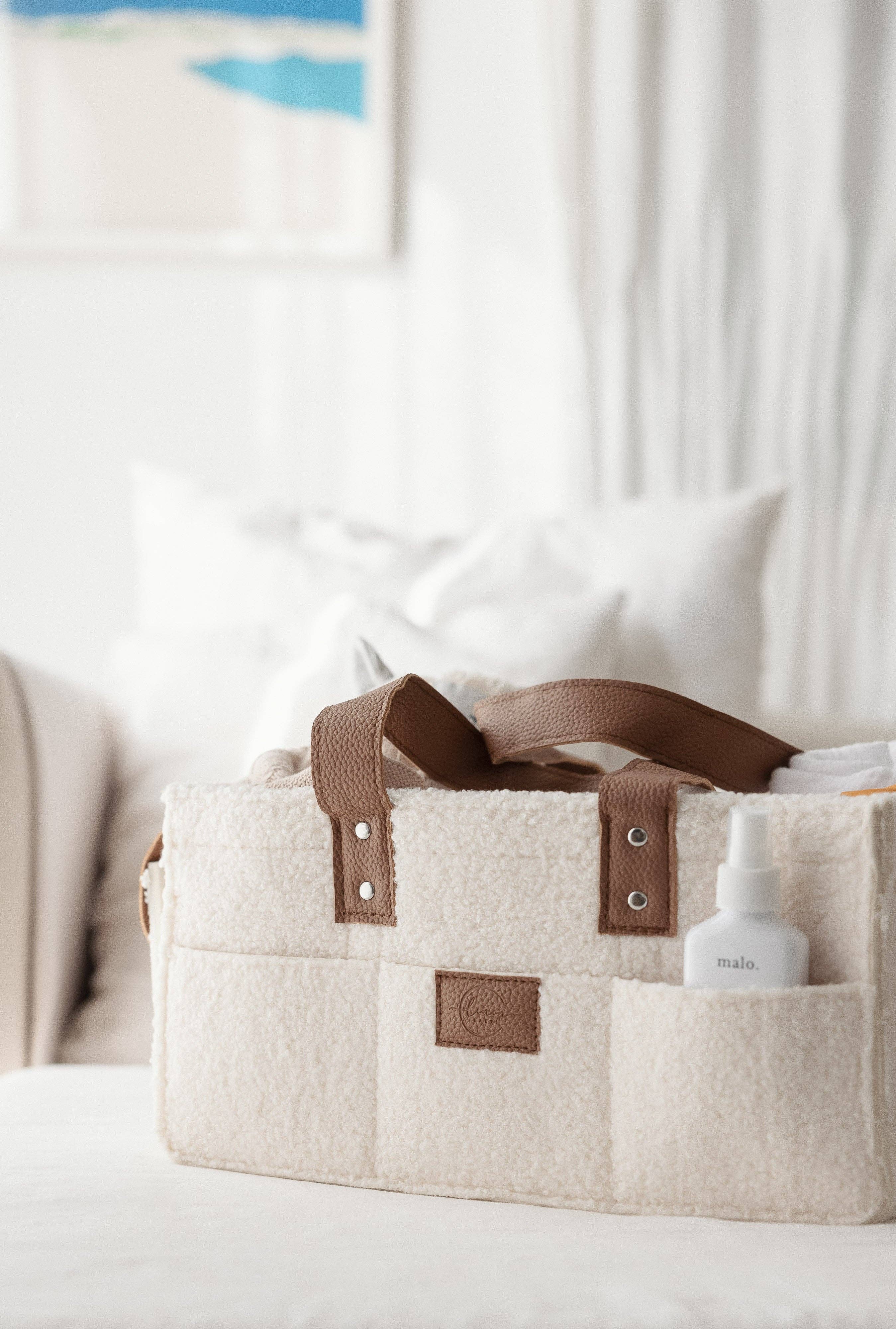 Off White Nappy Caddy- Snow Tan- Large Side Pocket for wholesale on Faire