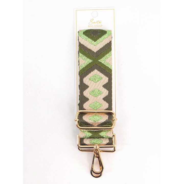 Sarta Accessories – wholesale Bag strap – women's – Ronda Woven Bag Strap - Green, Aztec Metallic