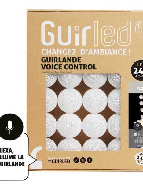 Snowflake Voice Control Light Garland Cotton Balls for wholesale by Guirled