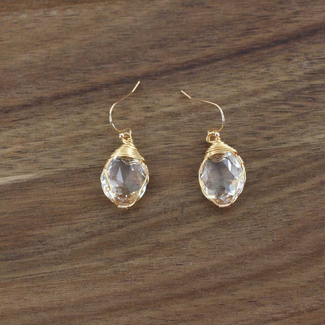 Pretty Persuasions - Wholesale Dangle Earrings - E24236 Wire Wrapped Glass Bead Earrings