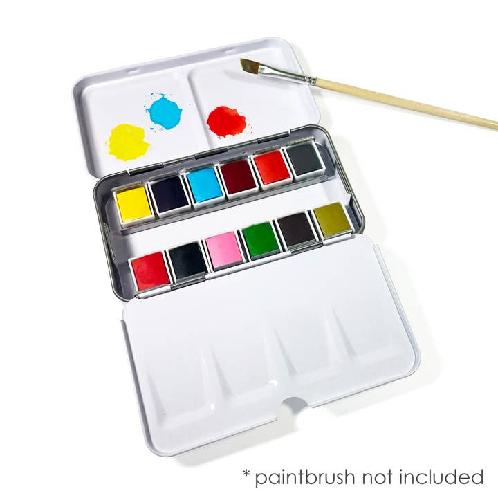 elseware unplug / eco-kids - Wholesale Watercolor Paint - Watercolor Set - Travel-Friendly Metal Palette - 12 Colors1