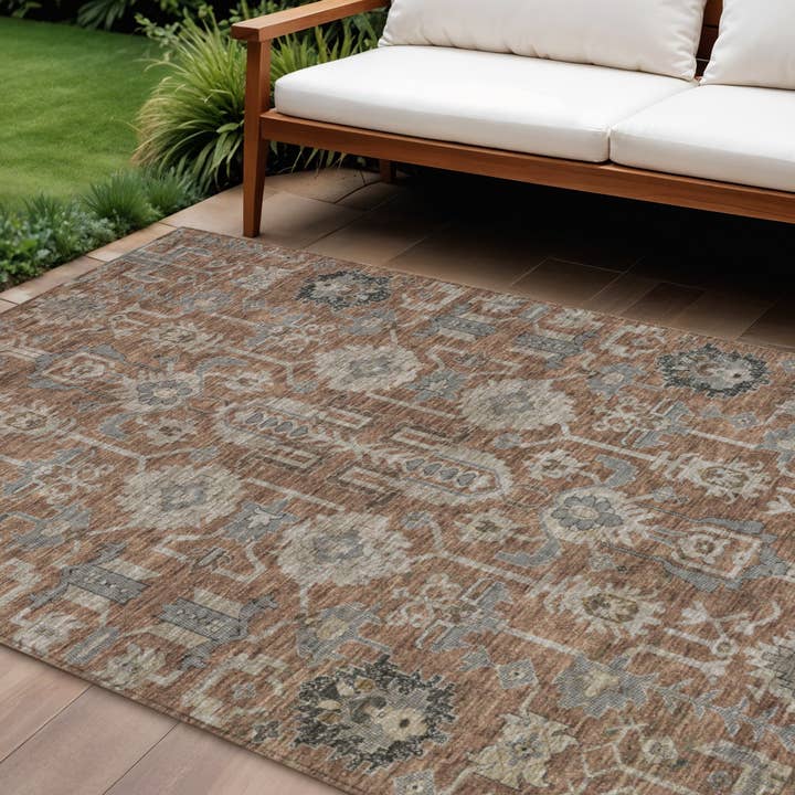 HomeRoots - Wholesale Area Rug - 8' X 10' Brown Gray And Charcoal Oriental Washable Area Rug