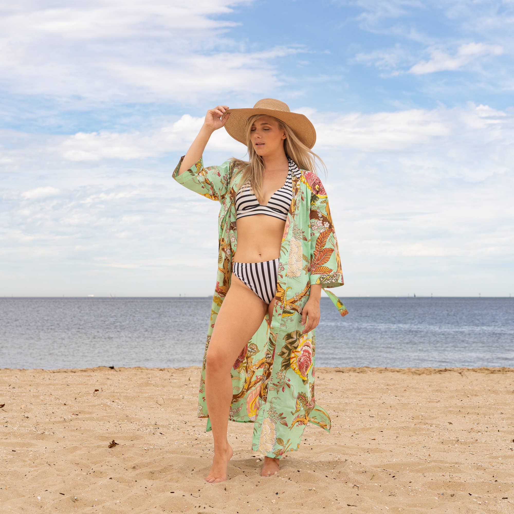 Boho-Eclectica – Engroshandel Kimono - Dame – Kvinders bomulds kimono badekåbe – grøn livets træ1