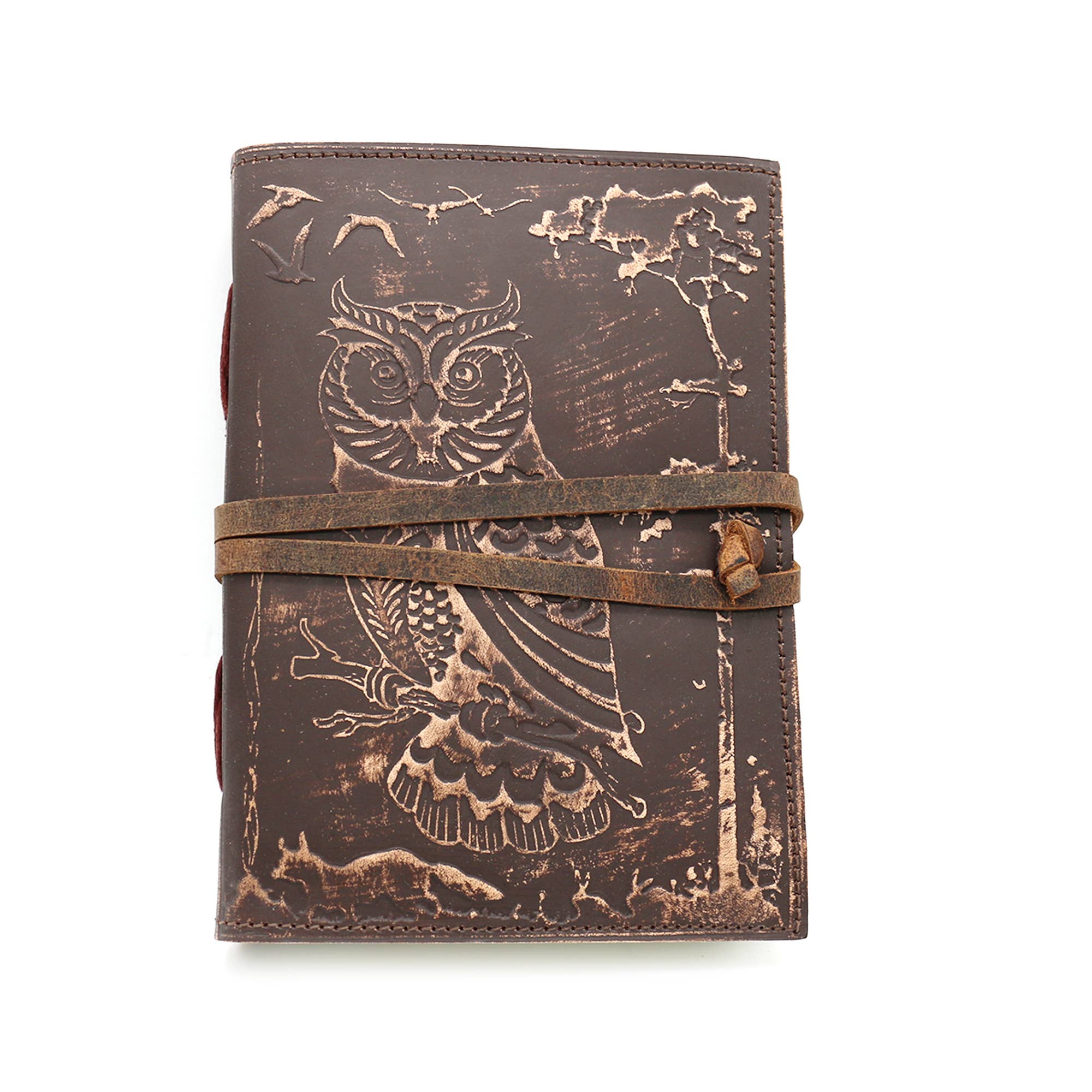 Designs by Deekay Inc. - Wholesale Journal/Diary - Embossed Owl Blank Leather Journal (5 x 7 in.)