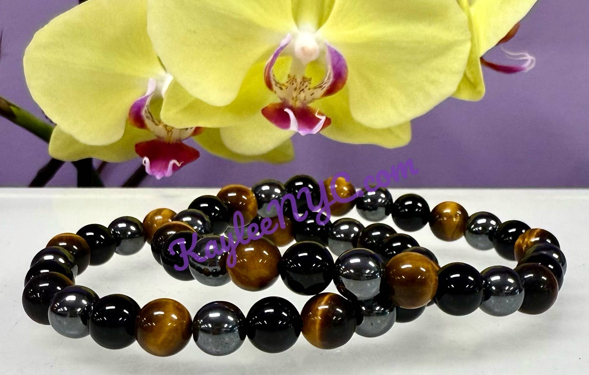 KayleeNYC - Wholesale Sieradenset - Beschermende elastische armbanden met 8 mm kristallen, 19 cm8