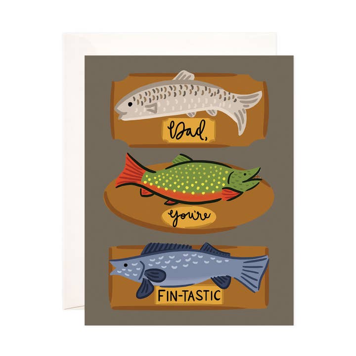 Fintastic pappa gratulationskort - Punny fars dagskort för wholesale av Bloomwolf Studio