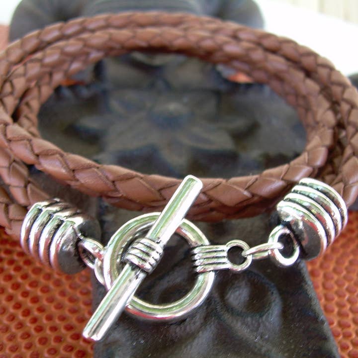 Mens Double Wrap Braided Leather Bracelet, Mens Jewelry, Mens Bracelet, Leather Bracelet, Gift for Him, Fathers Day,Groomsmen, Wrap Bracelet for wholesale by Urban Survival Gear USA