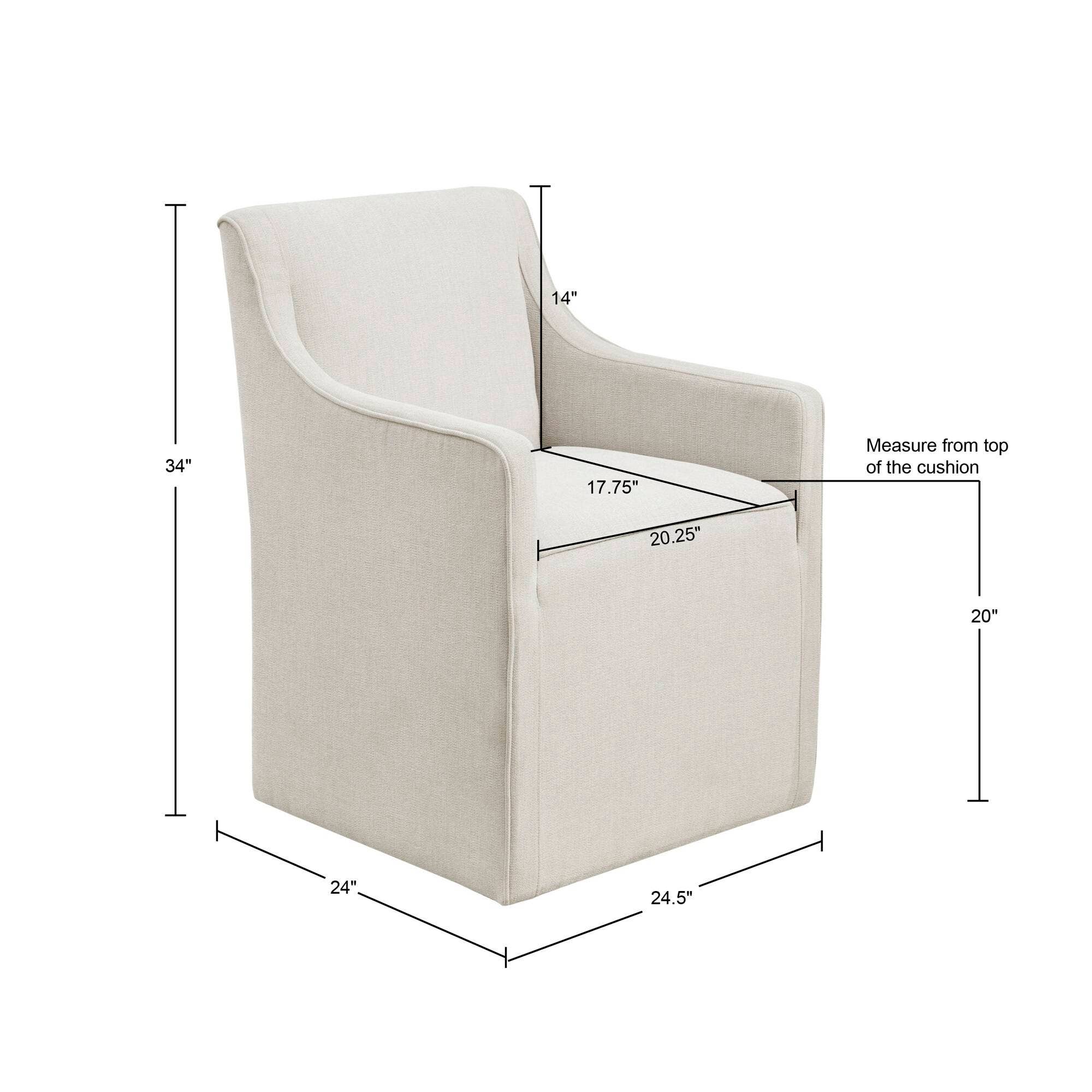 Olliix - Wholesale Chair - Cream Dining Arm Chair with Casters *2