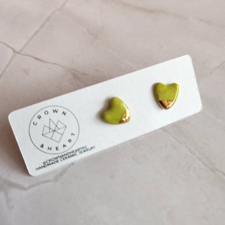 Crown & Heart - Wholesale Stud/Post Earrings - Heart Stud Earrings