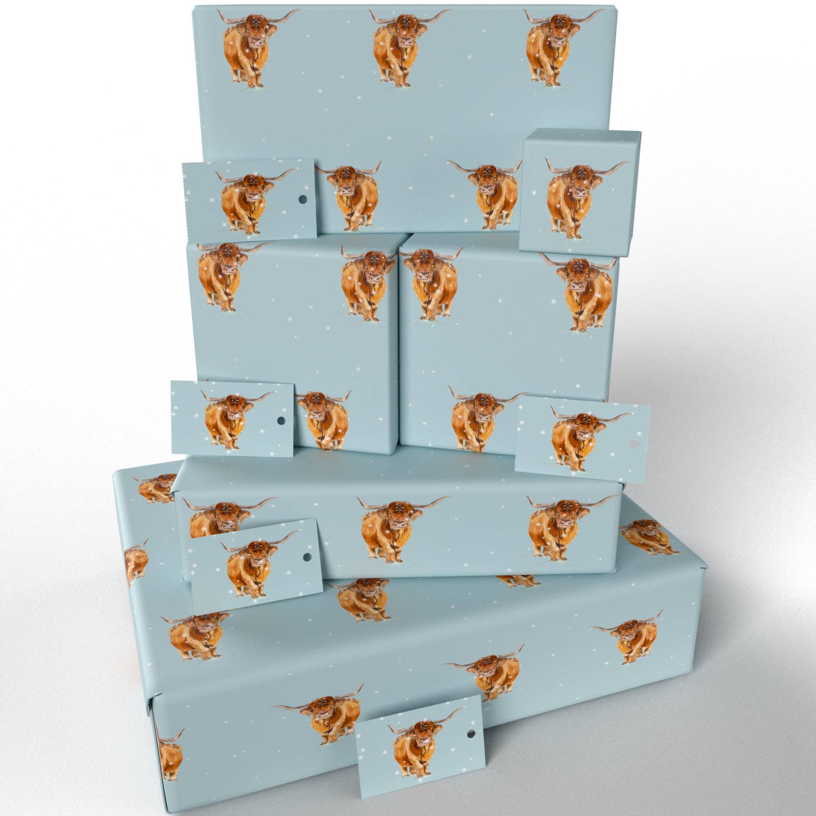 Re-wrapped - Vente Feuille de papier cadeau - Papier Cadeau Vaches Highland Hiver • Écologique7