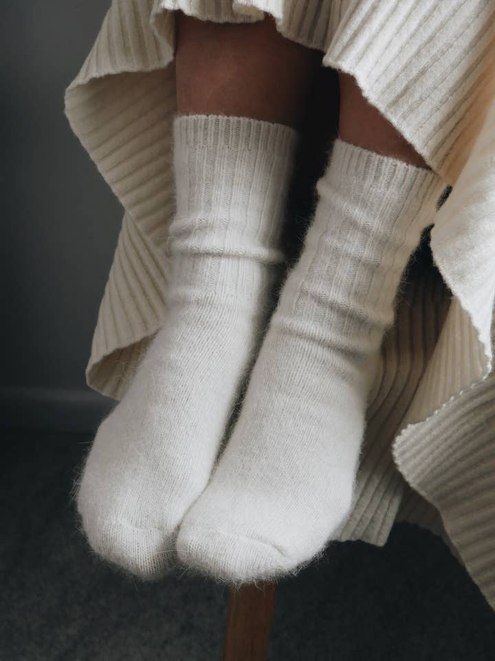 ELMNTL - Wholesale Socks - Women's - Super Soft Wool Socks - Cream2