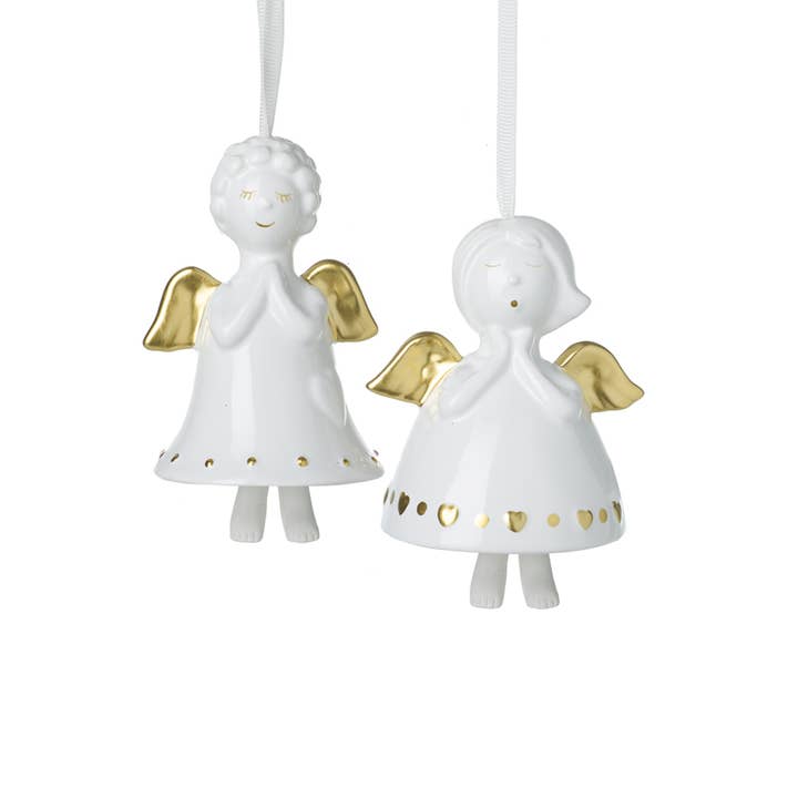 Heaven Sends – wholesale Ornament set – GOLD WING CERAMIC HANGING ANGEL MIX