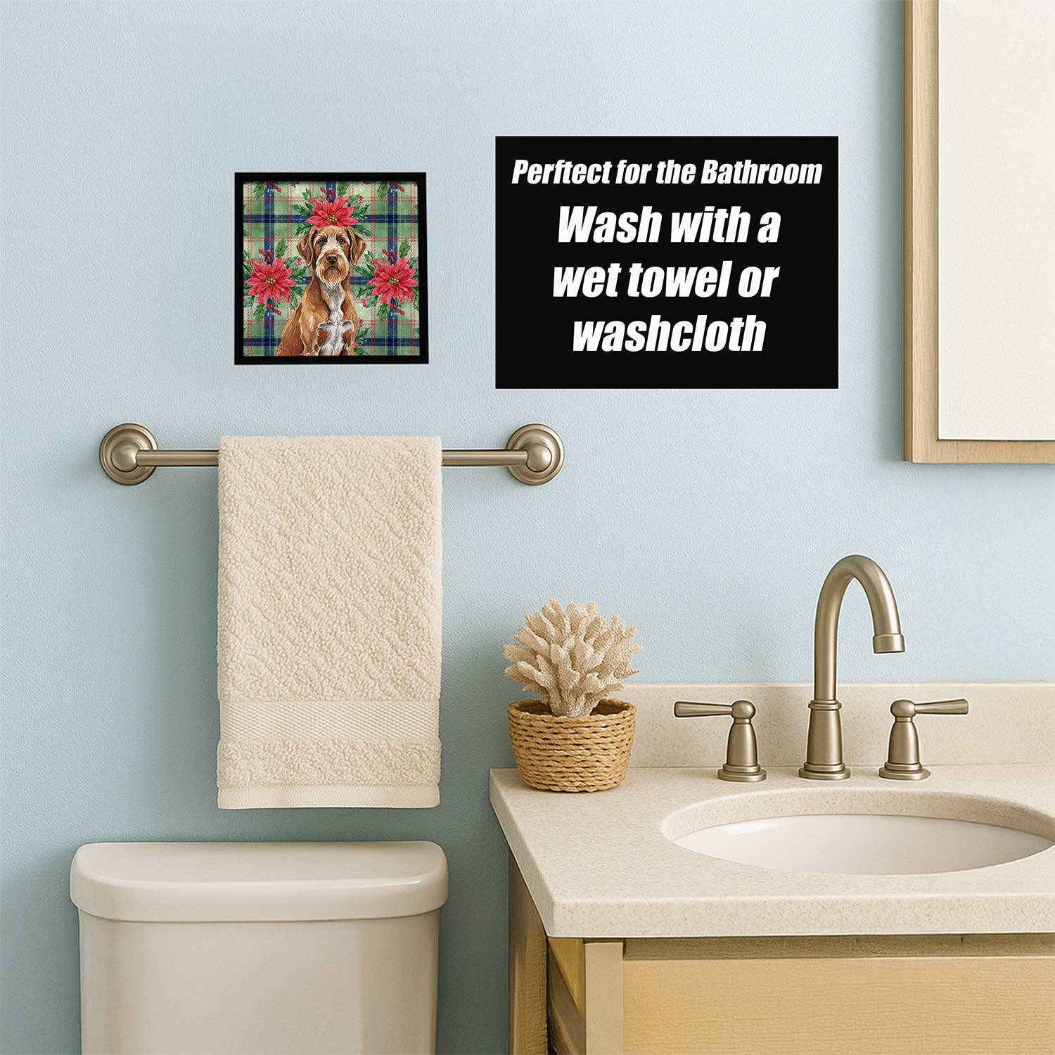 Caroline's Treasures - Wholesale Art Print - Wirehaired Pointing Griffon Christmas PoinsettIas Metal Pri2