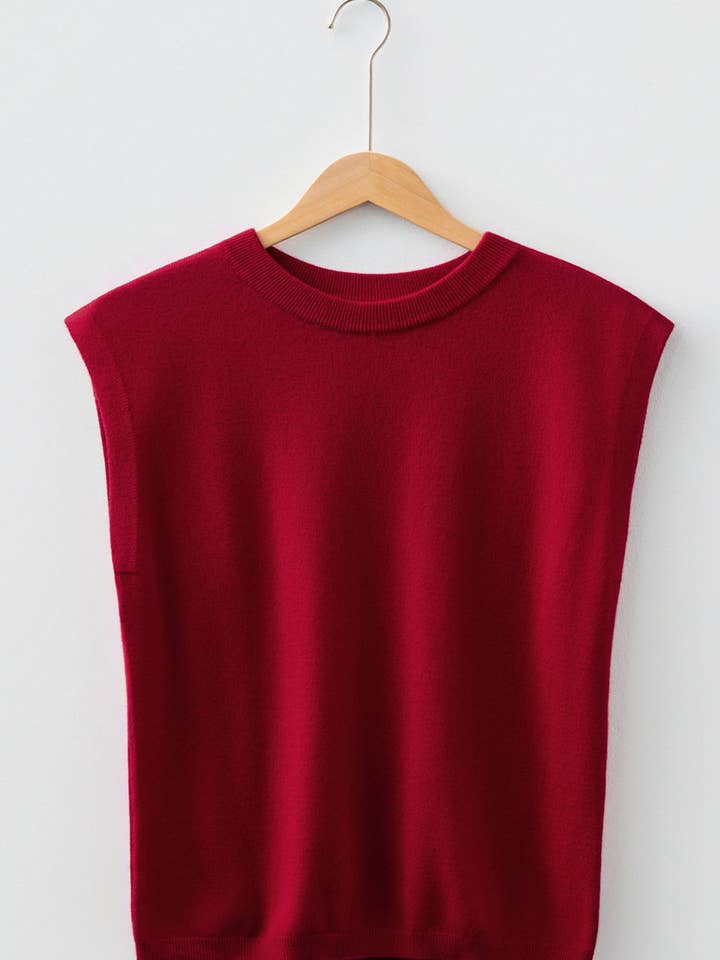 Solid Crewneck Cap Sleeve Knit Sweater for wholesale by PRETTY BASH