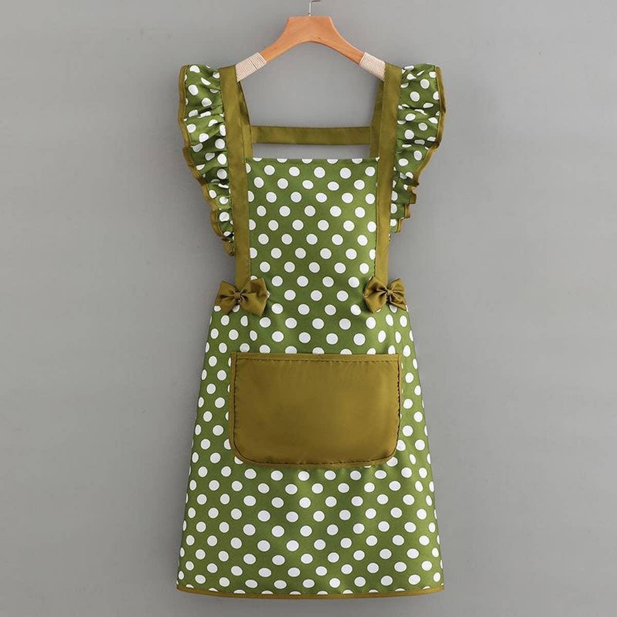 ACCITY - Wholesale Apron - Cute Dots Printed Bow Decorated Aprons with pockets_CWMM20513