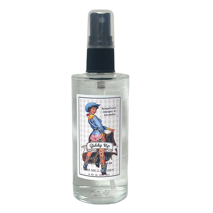 Giddy Up Body Mist 4 oz glass for wholesale by Kiss Me in the Garden