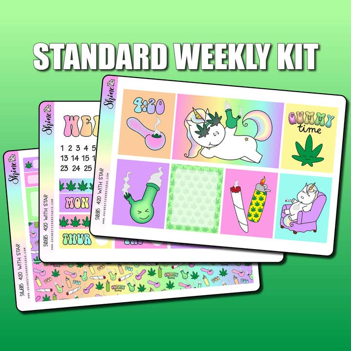 420 med stjärnvertikal veckostickerkit för wholesale av Shine Sticker Studio