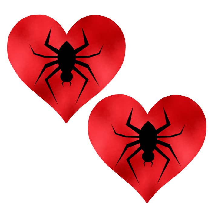 Couvre-tétons Red Heart Black Widow Pasties pour la vente par Niptees