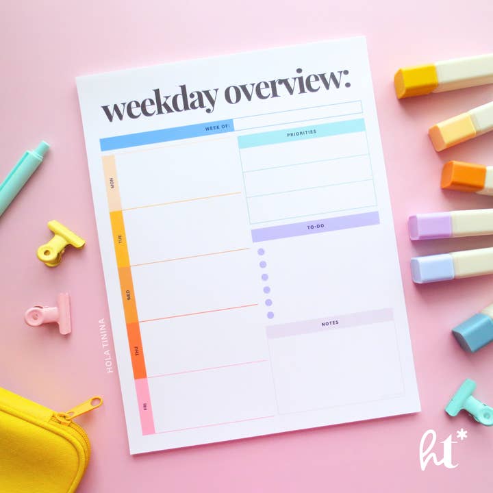 Weekday Overview Notepad Planner for wholesale by Hola Tinina