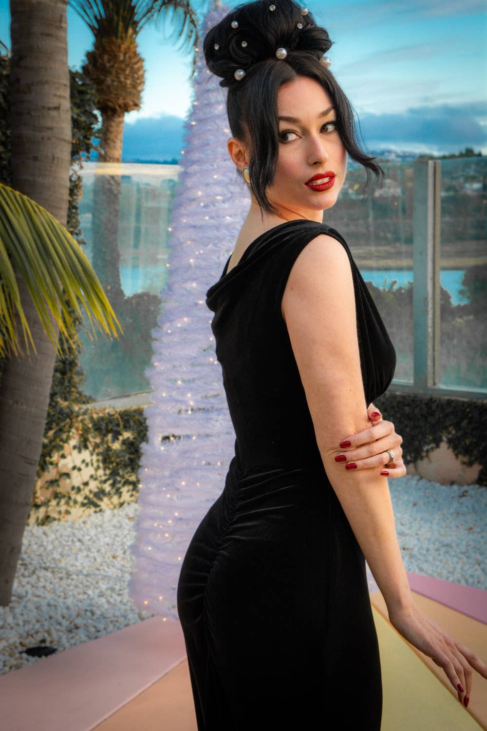 Heart of Haute - Wholesale Dress - Women's - MTO- Athena Gown, Black Stretch Velvet 6