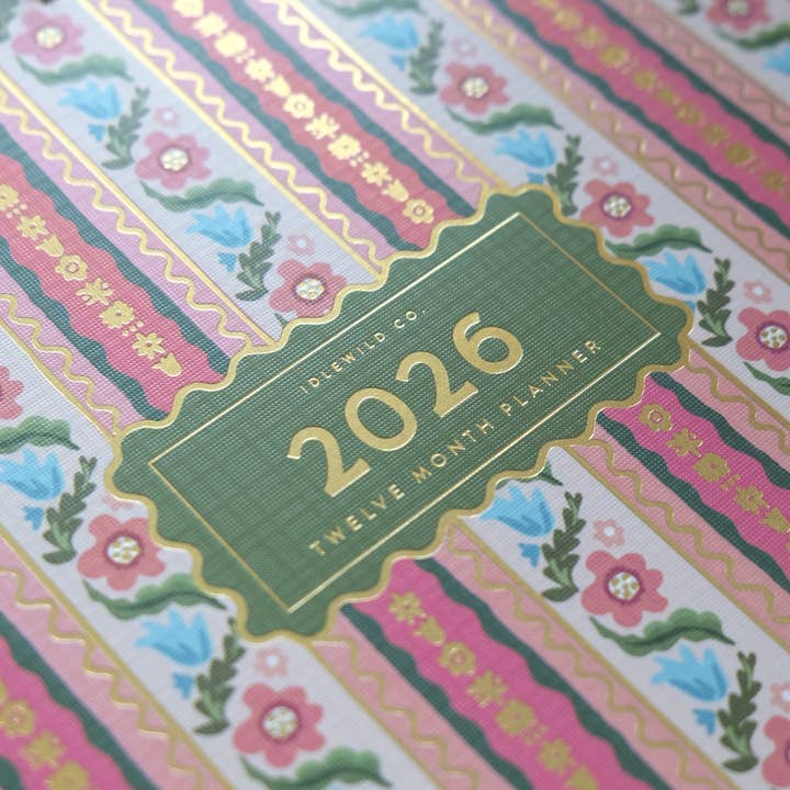 Idlewild Co. - Wholesale Planner - 2026 Desktop Planner, Block Print Stripe2