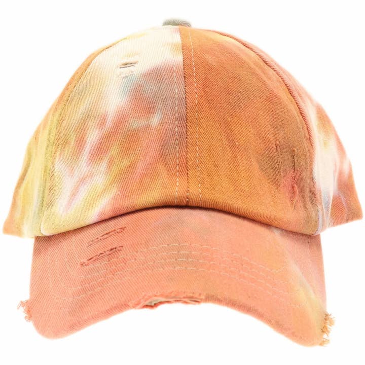 C.C Beanie - Wholesale Ponytail Cap - Women's - Tie Dye Criss-Cross High Ponytail CC Ball Cap BT791