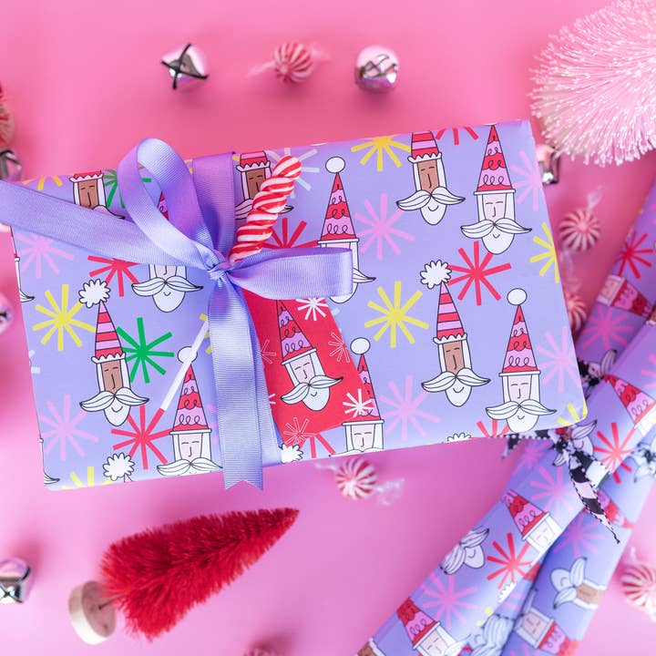 Navidad, colorido, Papá Noel, papel de regalo, moderno, para venta al por mayor de Francine and Georgia