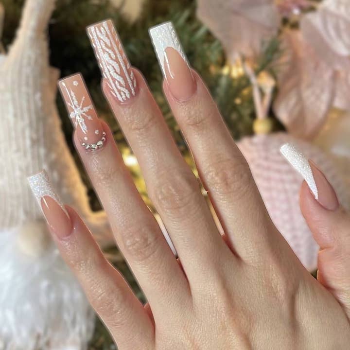 Serie Natalizia Nail Art Francese con Bordo Bianco per la vendita all'ingrosso da parte di Ekartini