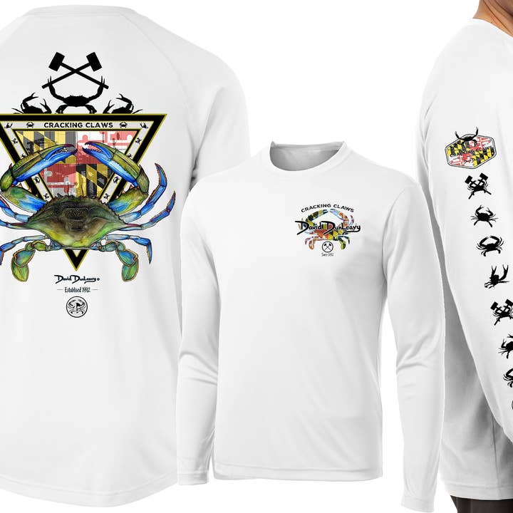 David Dunleavy - Wholesale Screen Printed T-Shirt - Men's - Men’s Performance Maryland Blue Crab Long Sleeve3