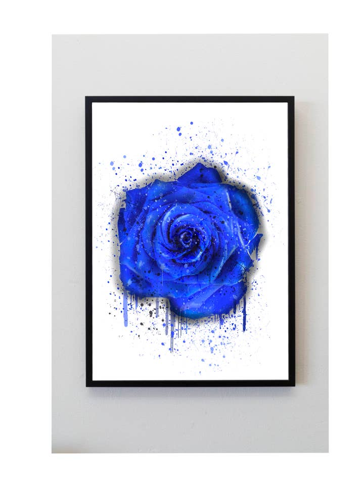 Rose Splatter Print Blue for wholesale by Pics and Squiggles