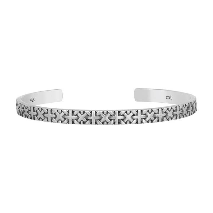 925 sterling silver bangle, matt-oxidized braided look for wholesale by caï