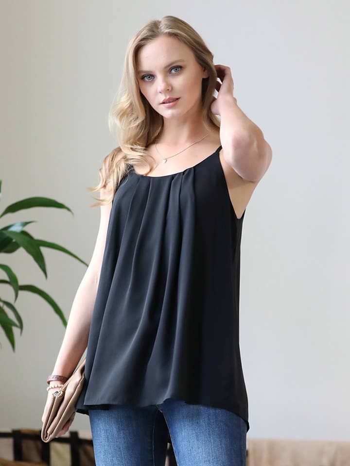 .SI-15957 Dubbelgelaagde Geplooide Cami Met Verstelbare Band voor wholesale door 42POPS