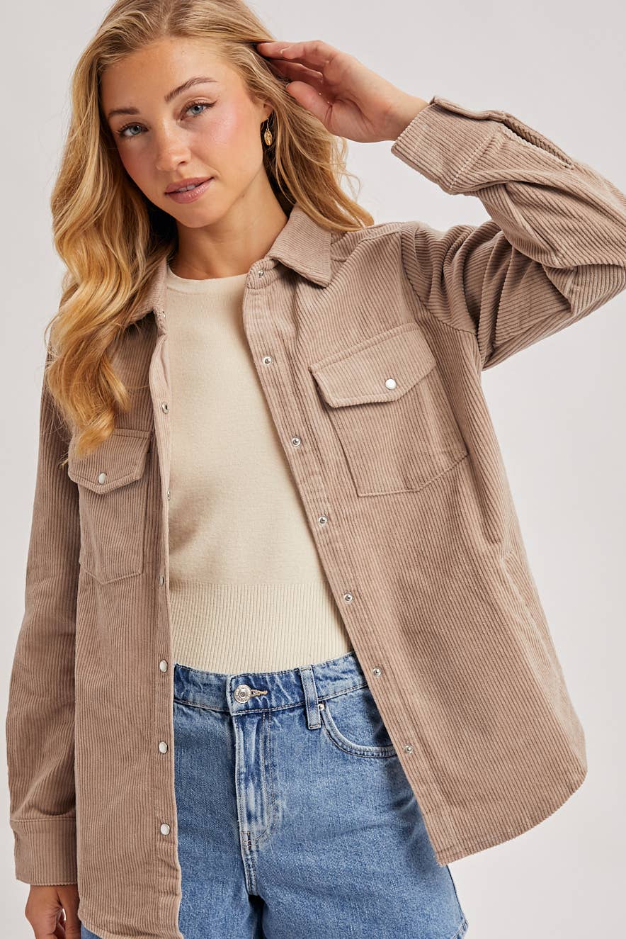 Bluivy – wholesale Shirt Jacket/Shacket - Women’s – CORDUROY BUTTON DOWN SHACKET WITH POCKETS19