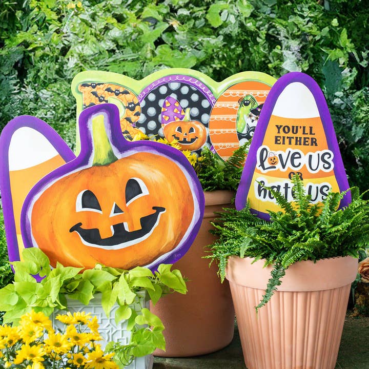 Songbird Grove Collection - Wholesale Garden/Lawn Stake - Jolly Jack O’Lantern Pumpkin Garden Stake1