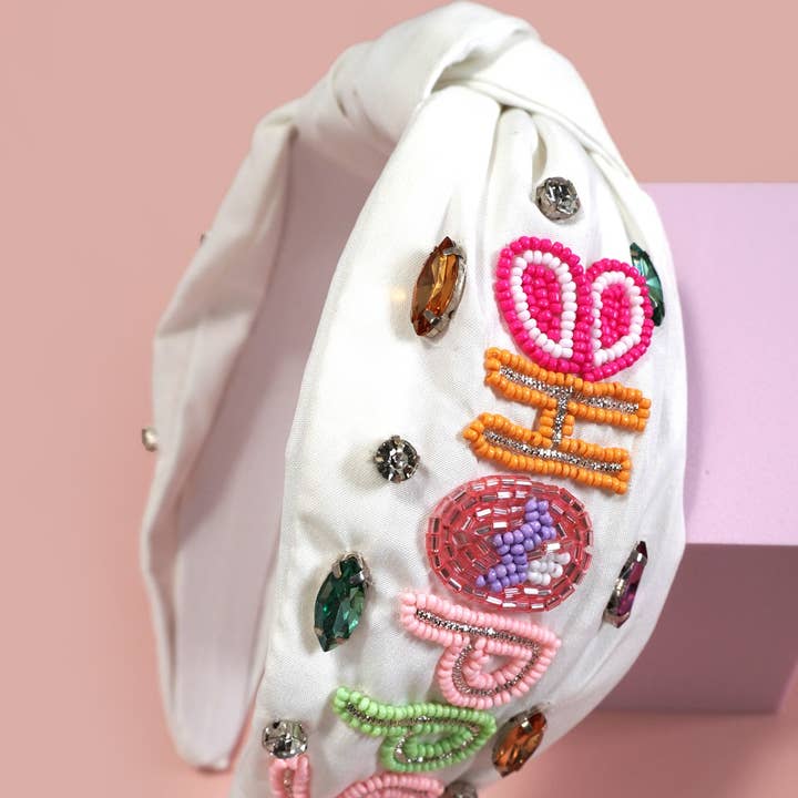 OFF WHITE EASTER HAPPY EASTER SEED BEADED HEADBAND HAIR BAND | 91HB527 for wholesale on Faire0