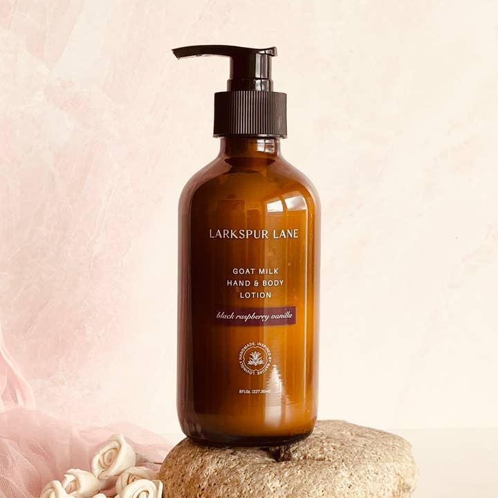 Black Raspberry Vanilla Goat Milk Lotion for wholesale by Larkspur Lane Soaps & Sundries LLC
