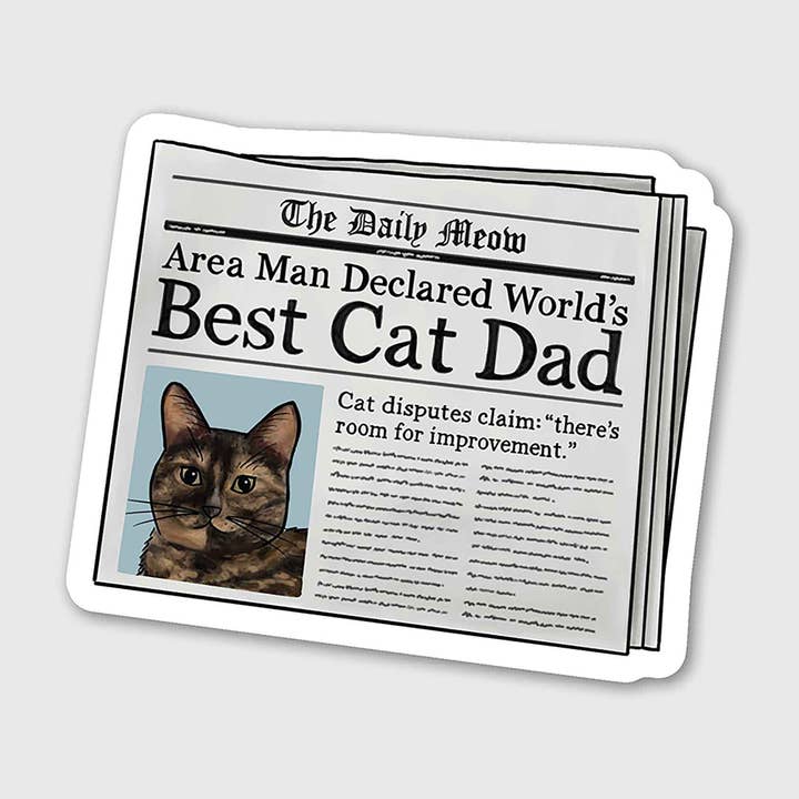 Tortoiseshell Best Cat Dad Matte Sticker 3.5" - Father's Day for wholesale by Artful Pixels