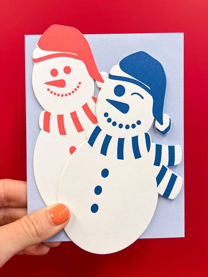 Ensemble de papeterie Snowman | Papeterie de Noël typographique pour la vente par Little Postage House