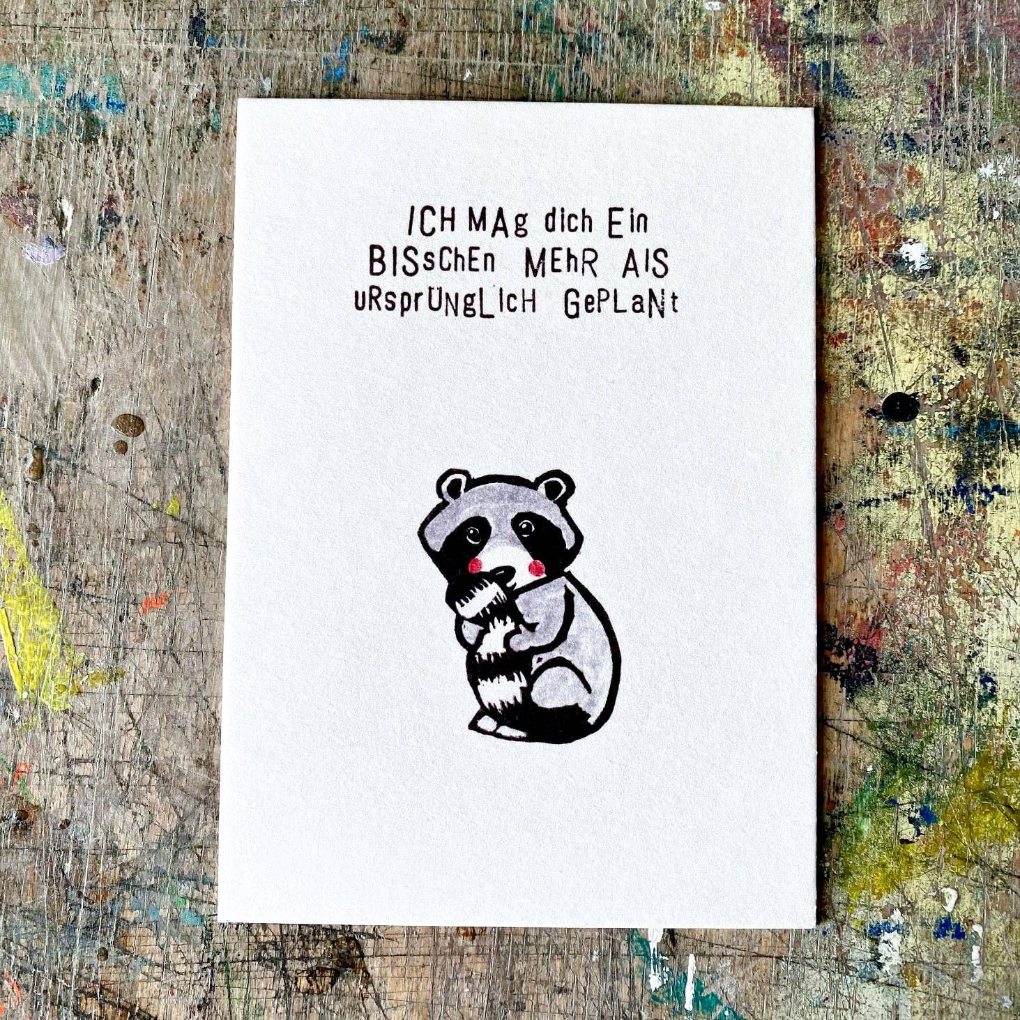 kuki - Wholesale Postcard - "I like you..." Raccoon. kuki Postcard Set of 102