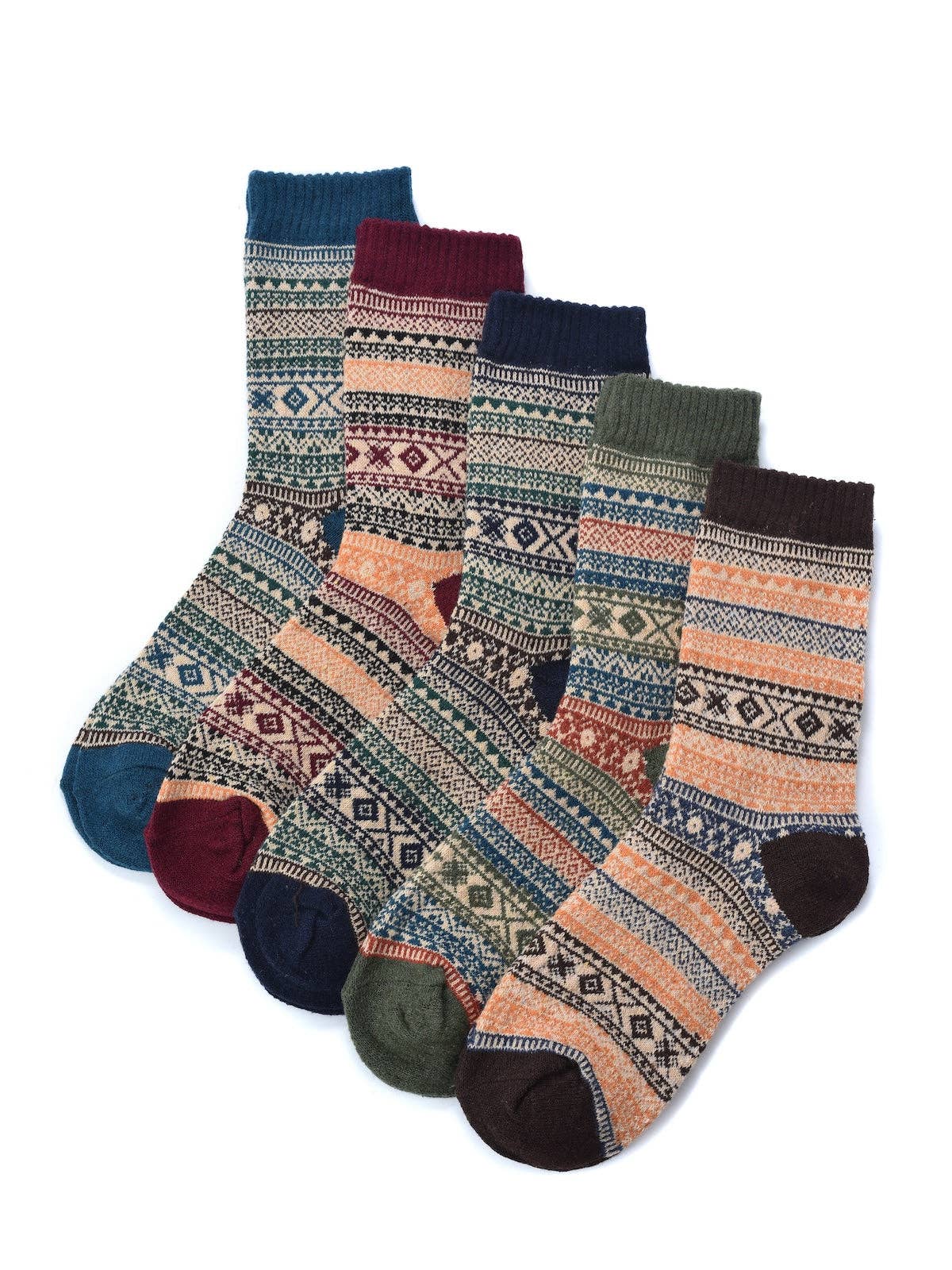 Funkyrel® Atzbranding Limited - Wholesale Socks - Unisex - Rufia - 5 Pairs Unisex Bohemian Wool Blend Socks1