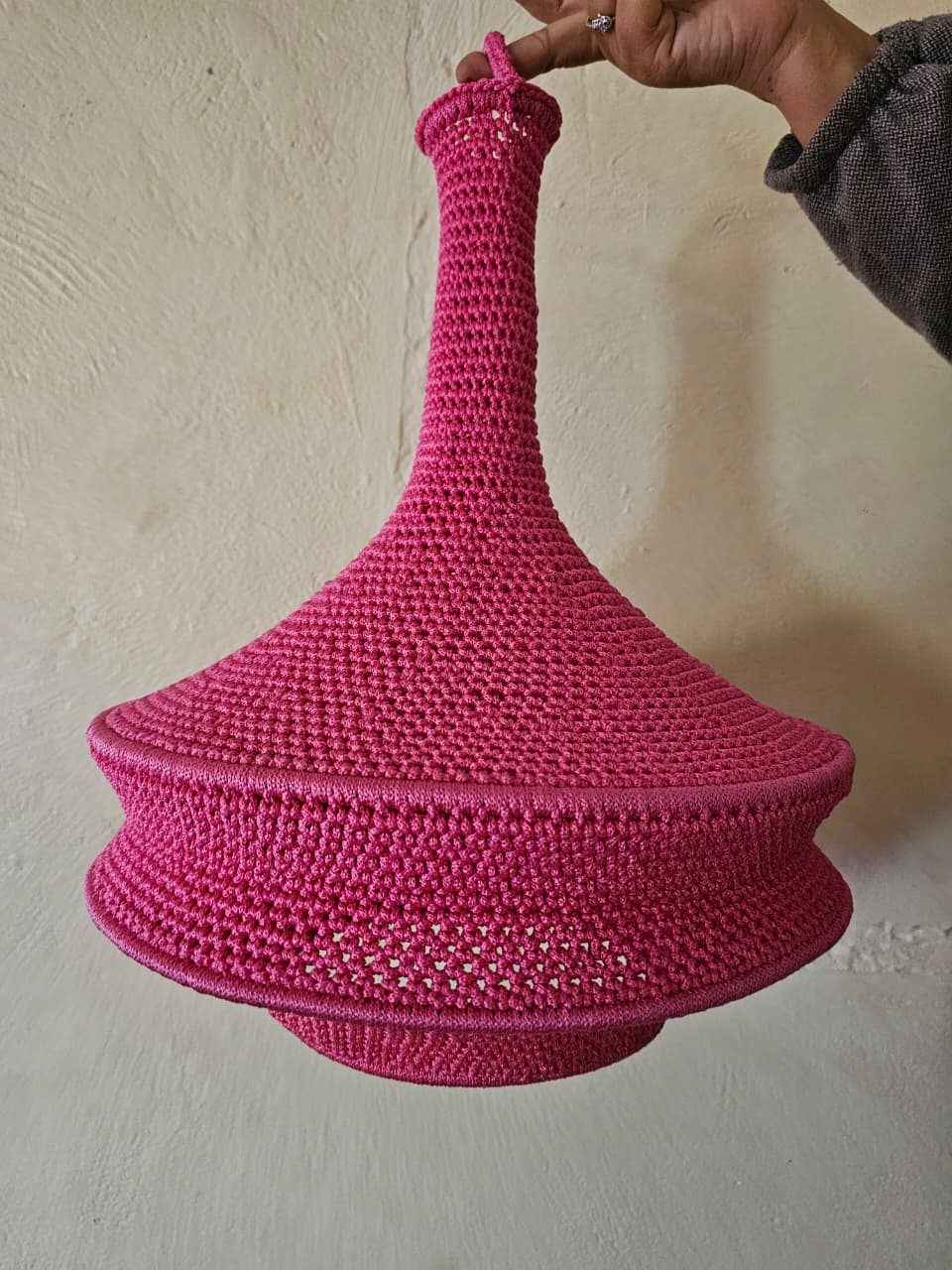 martitec - Vente Lustre/Suspension - Lampe crochetée moderne | Suspension lumineuse bohème | Abat-jour rustique7