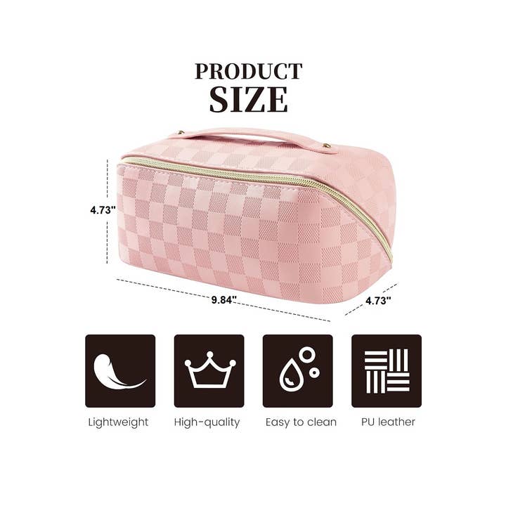 Vanilla Monkey - Wholesale Makeup/Cosmetic Bag - Vegan Leather Checkered Makeup Bag3