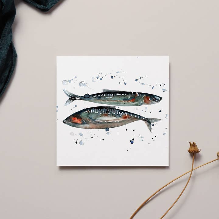 Cartão de saudação em aquarela Fish Design por atacado de Meg Hawkins Art