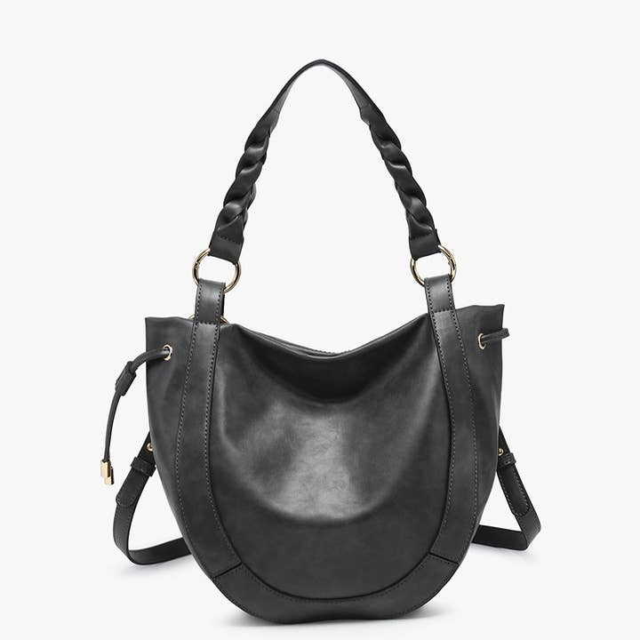 Jen & Co. - Wholesale Shoulder Bag - Women's - M2617 Rowan Paneled Hobo w/ Twisted Handle & Long Strap
