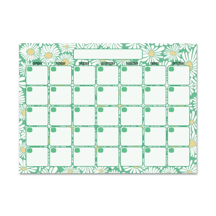 Green Daisy Undated Monthly Planner - 15 pg Notepad for wholesale by Jaybee Design