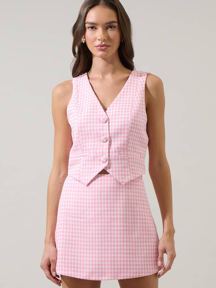 Chaleco Abotonado Kassy Checker Chelsea para venta al por mayor de Sugarlips