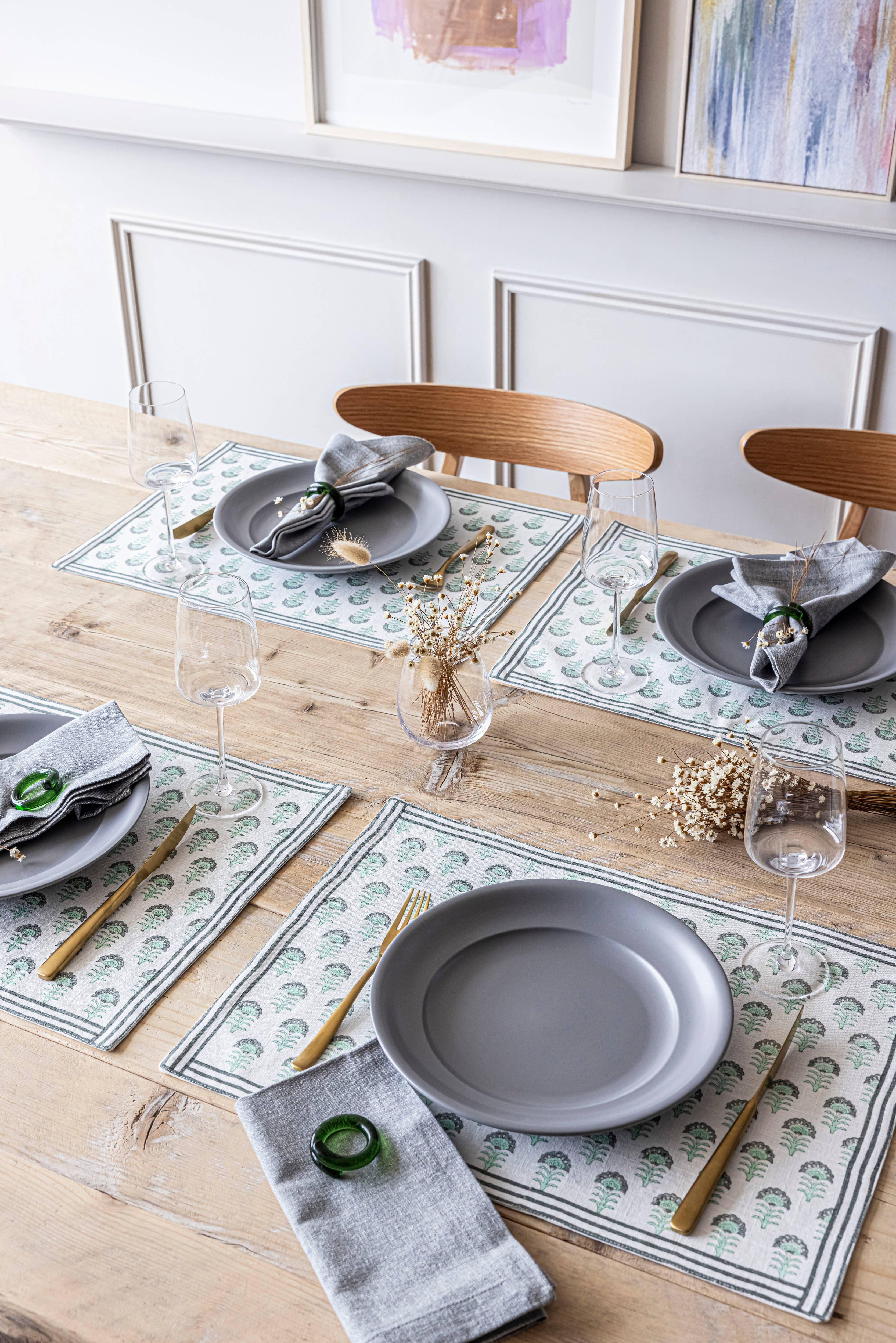 over&back - Wholesale Placemat - Artisan Hand-Blocked Placemats – 100% Cotton – Set of 424