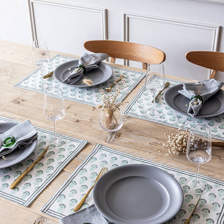 over&back - Wholesale Placemat - Artisan Hand-Blocked Placemats – 100% Cotton – Set of 424